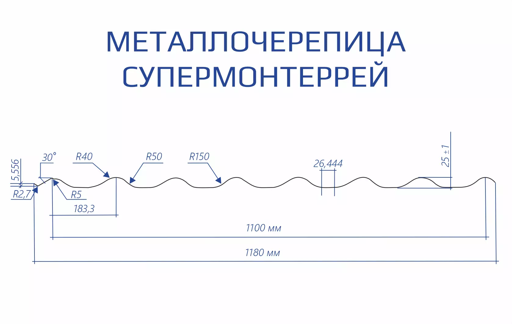 Металлочерепица Супермонтеррей 0,4мм RAL 5021